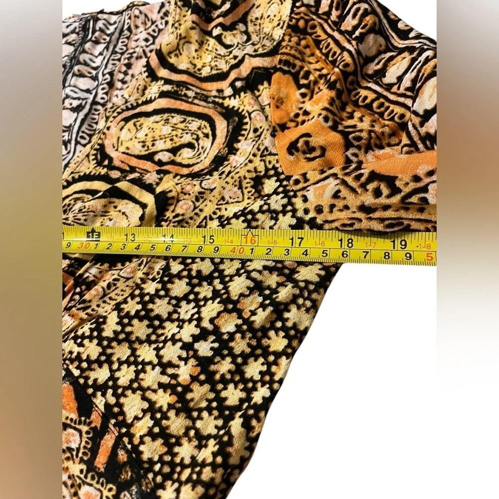 Free People Wild And Free Blouse Orange Black Combo NWOT Size M